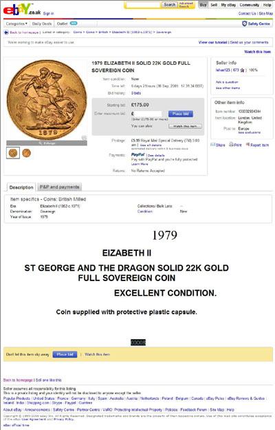 ishar123 1979 ELIZABETH II SOLID 22K GOLD FULL SOVEREIGN COIN eBay Auction Listing